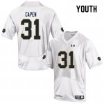Notre Dame Fighting Irish Youth Cole Capen #31 White Under Armour Authentic Stitched College NCAA Football Jersey RMW7699AT